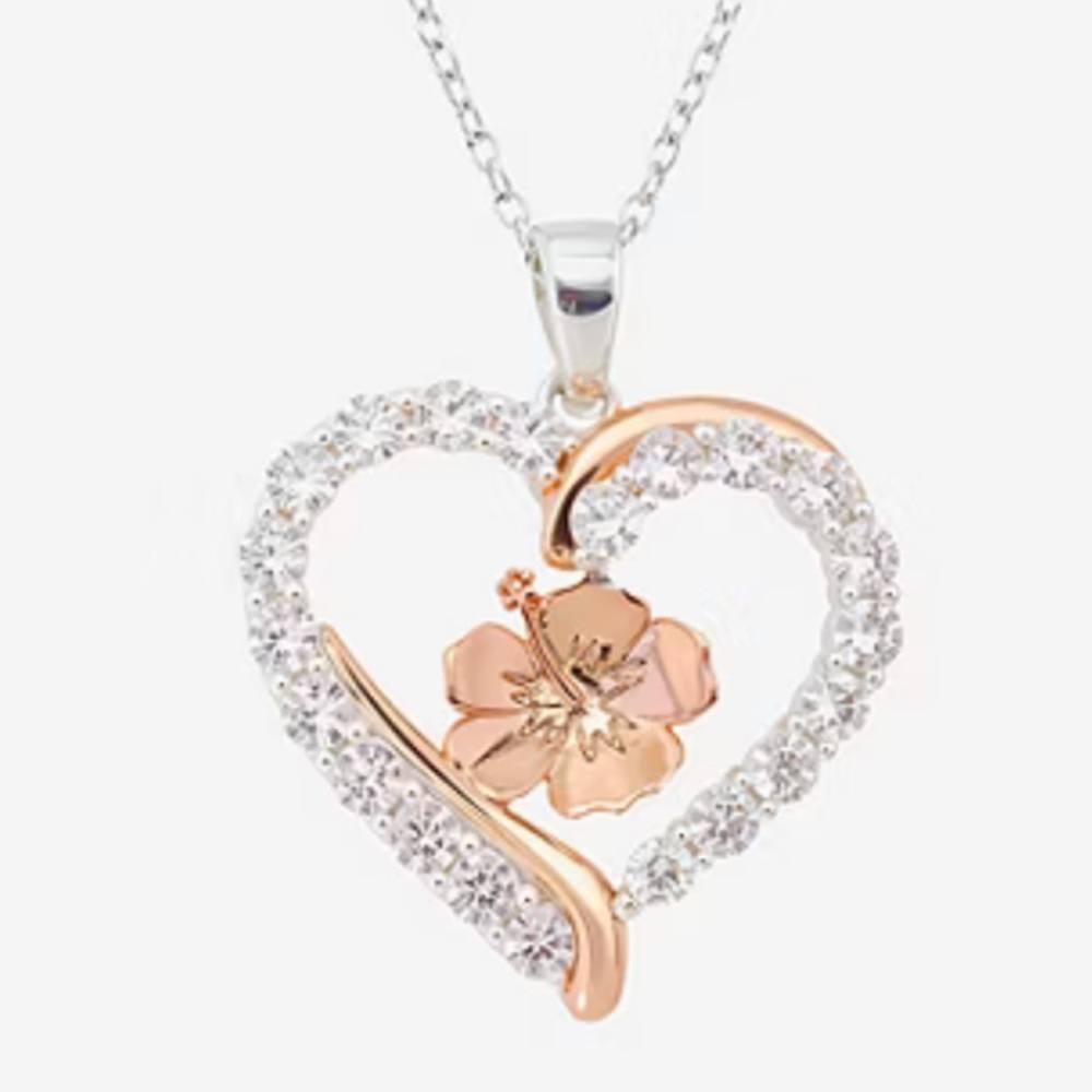 Disney Classics Jewelry | Lilo & Stitch | Hibiscus Flower Heart Pendant Necklace